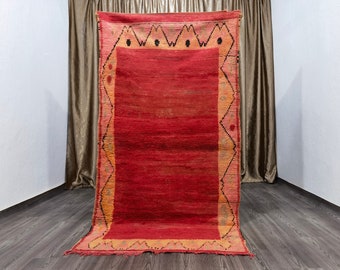 3.6x6.8 ft Moroccan vintage berber runner rug , Red Runner Moroccan , colorful Moroccan vintage rug , colorful area rug , floor area rug .