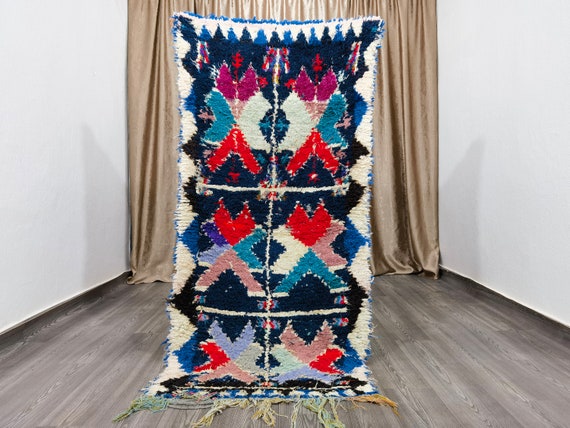 Amazing Moroccan Colorful Rug, Unique Beni ouarain Rug, Berber Runner Carpet, Kitchen Rug Runner, Berber Runner Carpet 3x6.5 Ft