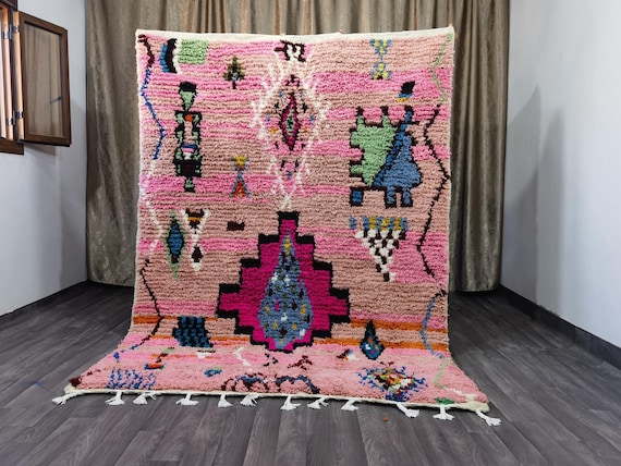MOROCCAN PINK Rug - Custom Handwoven Moroccan rug - Quality Handmade Morrocan Rug - Custom Fabulous Boujad Rug, Authentic Morrocan Rug .