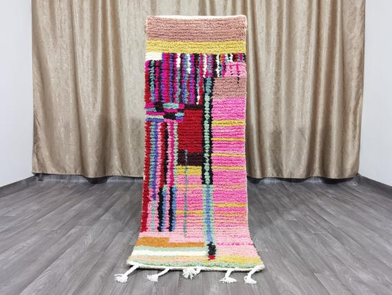 Custom Runner Rug - Handmade Runner Carpet – Narrow Morrocan Rug - Pink Berber Rug- Beni Ourain Rug- Genuine Wool Rug - Moroccan Hallway Rug