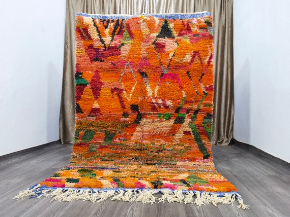 Custom Orange Rug, Authentic Orange Rug, Orange Rugs, Bohemian Rug For Living Room, Handmade Morrocan Rug, Moroccan Wool Rug, Antique Rug