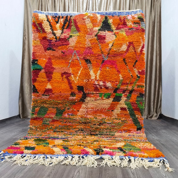 Alfombra naranja personalizada, alfombra naranja auténtica, alfombras naranjas, alfombra boho para sala de estar, alfombra marroquí hecha a mano, alfombra de lana marroquí, alfombra antigua