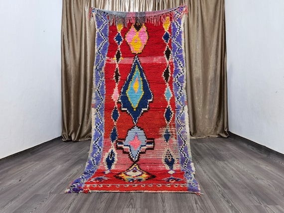 3x7 ft - Morrocan Rug Vintage - Vintage Berber Rug - Rug Living Room - Rug Runner Colorful - Moroccan Area Rug - Abstract Berber Rug