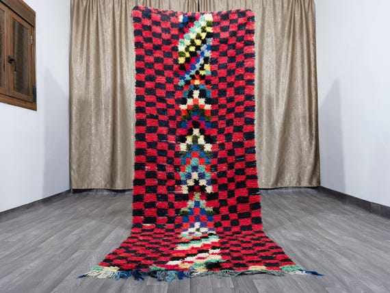 Beni ourain Runner Rug 3.3x9 ft - Authentic boujaad runner rug - Long runner Rug - Kitchen Runner Rug- Berber Runner Carpet - Hand Woven Rug