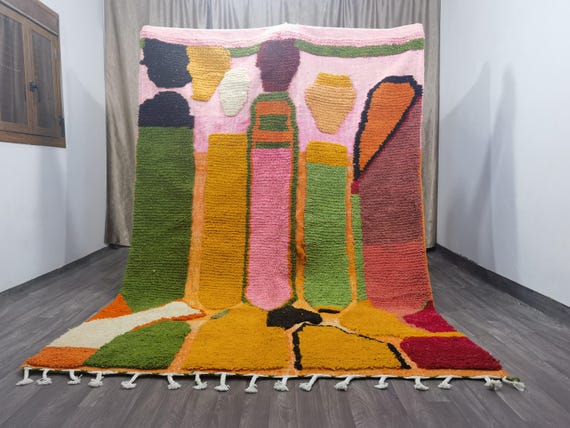 Handmade Boujaad Wool Rug – Bohemian Moroccan Decor