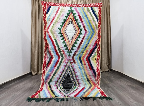 Handmade Boucherouite Runner Rug: Colorful Moroccan Rag Rug (4.4x7 Ft)