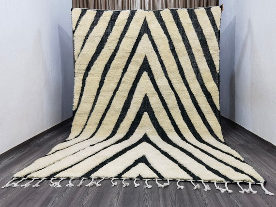 GORGEOUS Beni Ourain Rug White, Amazing  White Rug, Abstract Multicolored Carpet, Berber White Rug, Custom Beni Ourain Carpet, 8x10 Ft Rugs