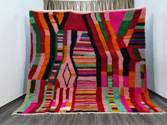 Moroccan Boujad Rug - Boho Rug - Bohemian Rug - Handmade Rug - Custom Rug - Handmade Wool Rug - Custom Rug - Colorful Rug - Area Rug