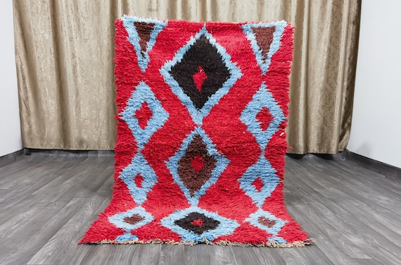 Vintage Berber Runner Rug: 3.4x5.2 ft, Hand-Knotted Moroccan Wool