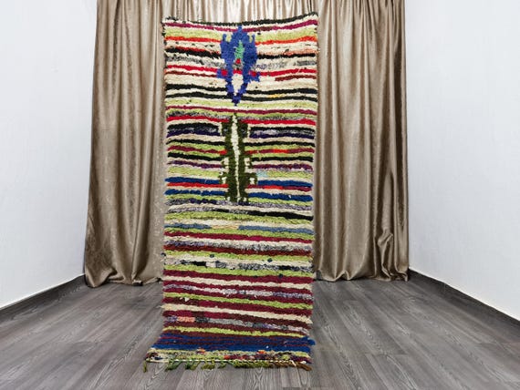 Handmade Moroccan Runner Rug: Colorful Berber Carpet, 2.6x6.7 Ft