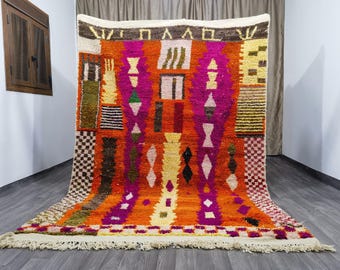 Handmade Orange Moroccan Rug – Authentic Berber Rug, Bohemian Decor