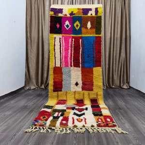 Gorgeous Moroccan Runner Rug - Berber Runner Carpet - Authentic boujaad runner rug - Berber Colorful Runner Rug - Shaggy Wool Rug