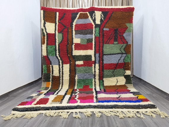 Amazing Multicolored Rug - moroccan style rug - Rugs For Living Room - Soft Wool Rug - Colorful Rug - Gift For The Home - Handmade Rugs 8x10