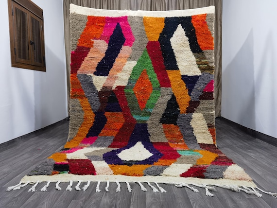 Custom Boujad Rug: Multicolored Moroccan Wool Rug, Handmade