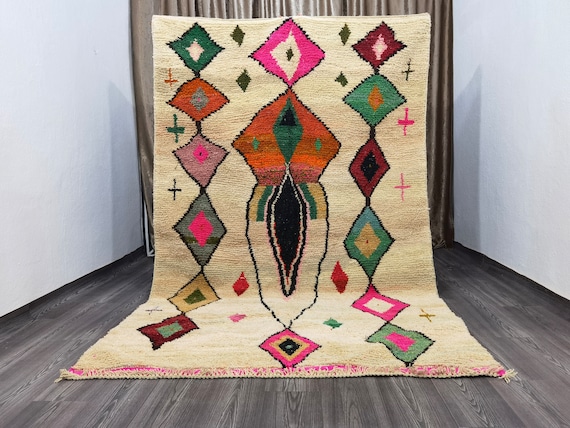 FABULOUS MOROCCAN RUG - Beniourain Carpet - Geometric Rug - Handmade Rug - Area Rug - Handwoven Berber Rug - Wool Rug, Beni Ourain style .