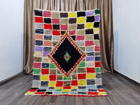 4x6 ft - Berber Rug - Vintage Moroccan Rug  - Azilal Area Rug - Moroccan Berber checkered rug - rug for living room - Checkered area rug