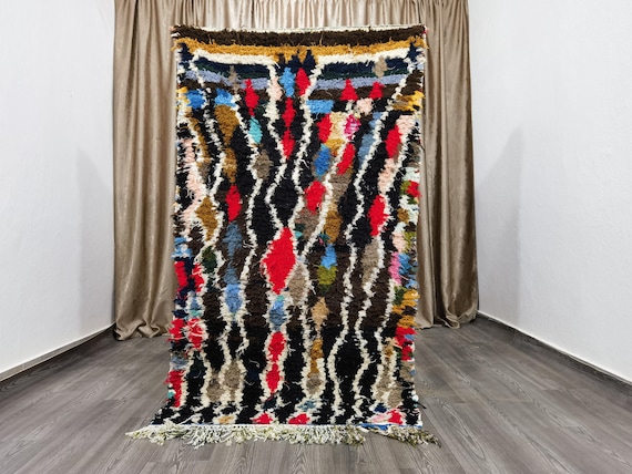 Handmade Boujaad Wool Rug: Moroccan Berber Carpet, Boho Area Rug (6.2 x 3.5 ft)