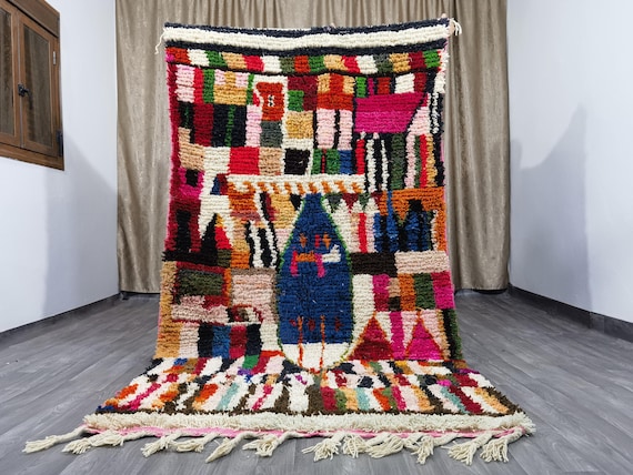 Amazing Boujaad Moroccan Rug - Rugs For Living Room - Midcentury Modern Decor - Soft Area Rug - Handmade Home Decor - Morrocan Rug Bohemian