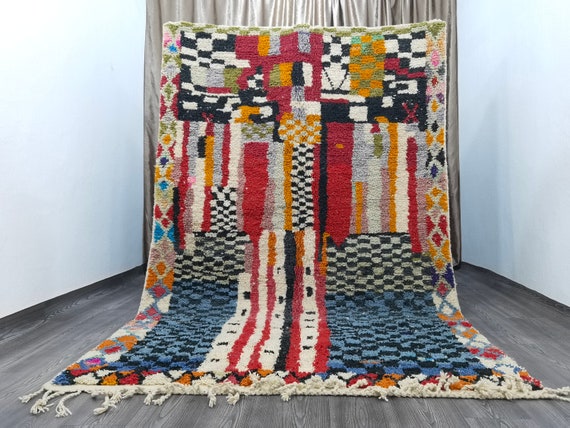 COLORFUL BERBER RUG, Gorgeous Moroccan Rug, Handwoven Wool Rug, Large Rugs For Living Room, Handmade Moroccan Rug, Bohemian Carpets
