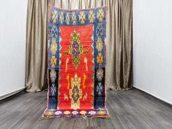 Boujaad Runner 3x6.2 Ft - Orange Runner Rug - Tribal Runner Rug - Unique Runner Rug - Moroccan Berber Rug - Orange Hallway Runner