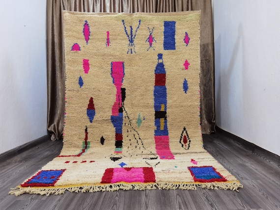 Boujaad Moroccan Rug - Custom Rugs For Living Room - Custom Order Moroccan Rugs - Large Moroccan Rug - Soft Moroccan Rug - Wool Moroccan Rug