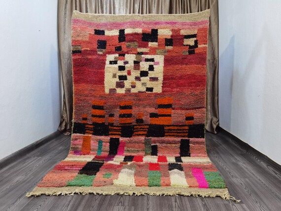 Orange Abstract Beni Ourain Rug – Custom Moroccan Wool Carpet