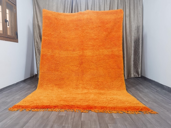 Handmade Orange Moroccan Rug – Boho Berber Area Rug .