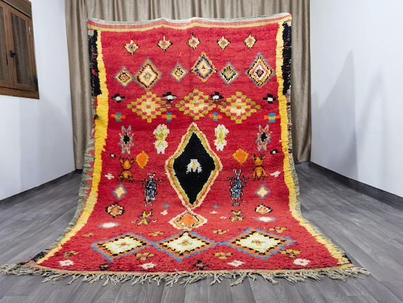 Fabulous Boujad Rug, handmade rug, Azilal Rug, bedroom area rug, hand knotted rug, Authentic Moroccan Rug, wool rug, Living Room Decor