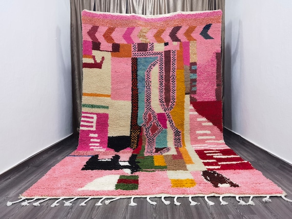 Pink Rugs For Living Room , Gorgeous Beni Ourain Pink Rug, Handmade Pink Rug, Soft Area Rug, Moroccan Made Rug, Gift for moom