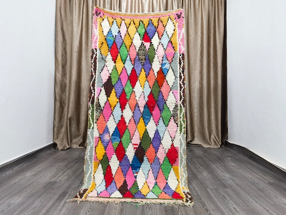 Hand-Knotted Wool Moroccan Rug – Small Vintage Berber Runner (3x6 ft)