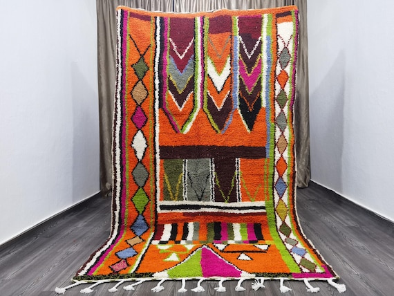 Gorgeous Orange Rug, Authentic Orange Rug, Orange Rugs, Bohemian Rug For Living Room, Handmade Morrocan Rug, Moroccan Wool Rug, Antique Rug