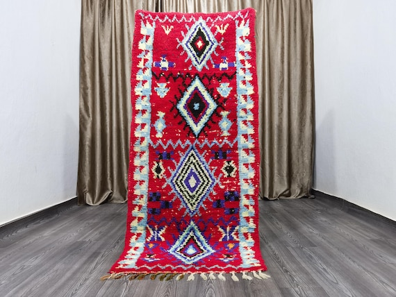 Boujaad Runner 2.7x6.1 Ft - Red Runner Rug - Tribal Runner Rug - Unique Runner Rug - Moroccan Berber Rug, hallway carpet , Teppich berber