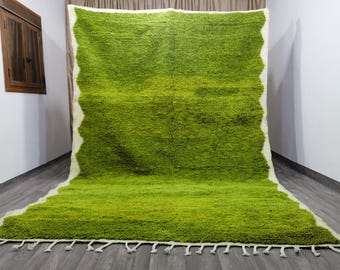 Handmade Green Berber Rug, Soft Wool Area Rug, Bohemian Decor