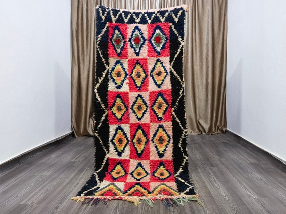 Handmade Moroccan Shag Rug – Vintage Berber Carpet, 3x7 ft