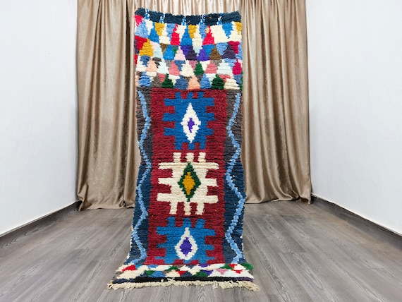 Vintage colorful Moroccan rug, Authentic rug unique, Multicolored Berber Runner, beniourain runner, Berber Rug, Colorful Rug 2.5x6.7 Ft