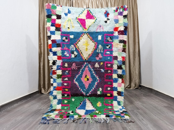 4x6.6 ft /120X200 cm - Colorful Rug - Authentic Moroccan Rug 4x6.6 ft - Teppish Marokko - Plush Soft Rug - Abstract Rug - Oriental Rug