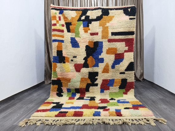 Handmade Wool Berber Rug – Bohemian Orange Moroccan Carpet
