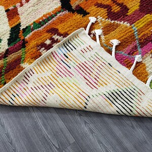 Handgjord orange marockansk matta – Autentisk berbermatta, boho-inredning bild 10