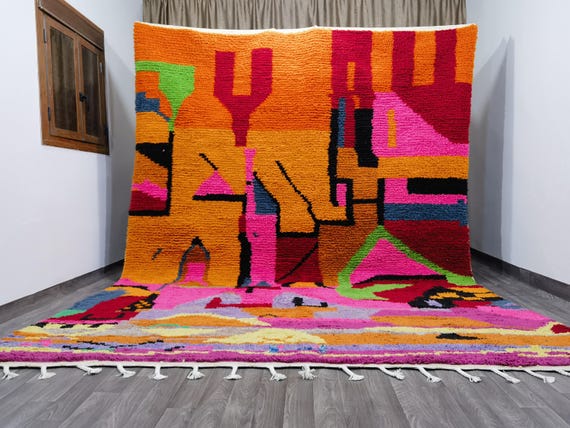 AMAZING MOROCCAN ORANGE Rug, Soft Area Rug, Handmade Morrocan Rug, Authentic Berber Rug, Bohemian Style Rug For Living Room .