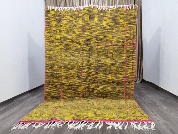 Yellow Abstract Berber Rug – Handmade Moroccan Wool Carpet