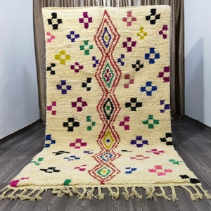 Costum Moroccan Colorful Rug - Soft Beni Ourain Rug - Authentic Moroccan Rug- New Beni Ouarain Rug - Fine Berber Rug