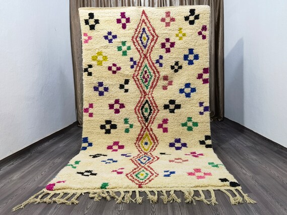 Costum Moroccan Colorful Rug - Soft Beni Ourain Rug - Authentic Moroccan Rug- New Beni Ouarain Rug - Fine Berber Rug