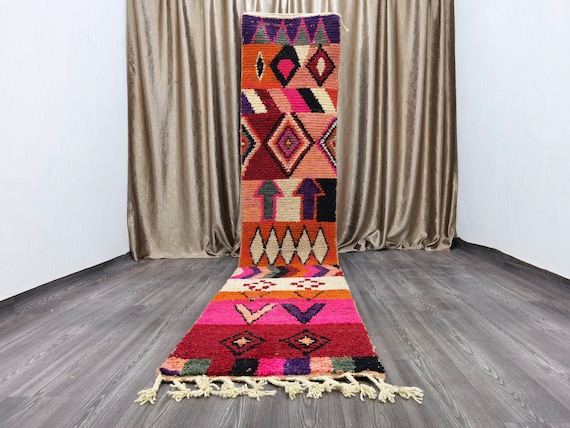 Gorgeous custom runner moroccan Hand knotted Runner rug, Authentic boujaad runner rug, berber Colorful Runner Rug, Berber Runner Carpet