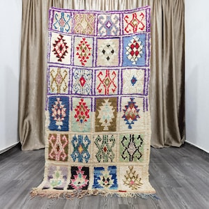 Gorgeous Authentic Boujaad Rug 3.4x6.1 Ft - Berber Colorful Runner Rug - Moroccan Runner Rug - Authentic Moroccan Rug - Bohemian Shag Rug