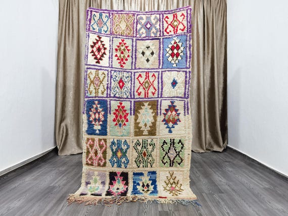 Gorgeous Authentic Boujaad Rug 3.4x6.1 Ft - Berber Colorful Runner Rug - Moroccan Runner Rug - Authentic Moroccan Rug - Bohemian Shag Rug