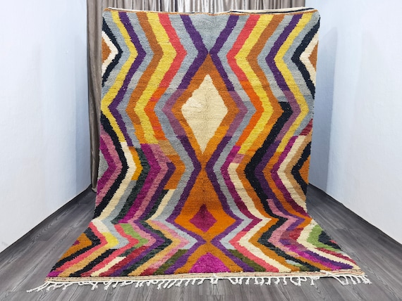 Custom Wool Rug - Hand-Tufted Colorful Geometric Beni Ourain Carpet
