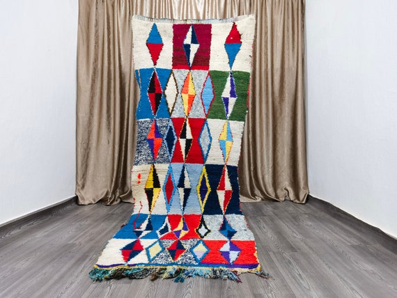Gorgeous Moroccan Runner Rug - Berber Colorful Runner 3.3x8.8 Ft  - Authentic Moroccan Rug - Home Decor Square Runner Boujaad