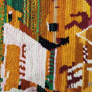 Handgjord orange marockansk matta – Autentisk berbermatta, boho-inredning bild 6