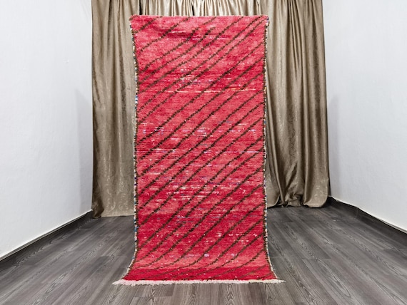 Vintage from the 1970s - Vintage Wool Rug - Beni Ourain Carpet - Rug For Living Room - Flat Rug - Vintage Handmade Rug - Shaggy Rug