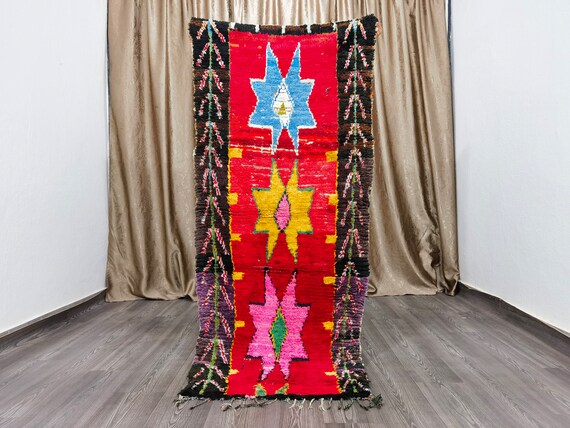 Red Moroccan Runner Rug - Luxurious Long Berber Runner  - Berber Rug Runner - Moroccan Area Rug - Tribal Berber Runner 2.6x6 Ft / 80X185 cm